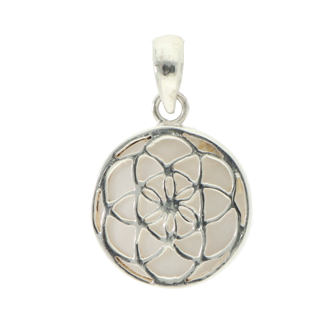Mandala Ketting Zilver Flower Of Life parelmoer