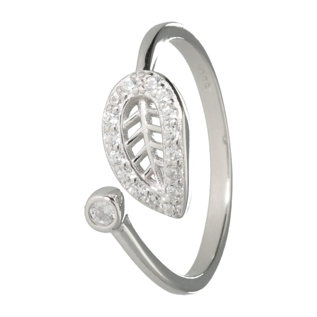 Zilveren Dames Ring Blad - maat 15 en 16