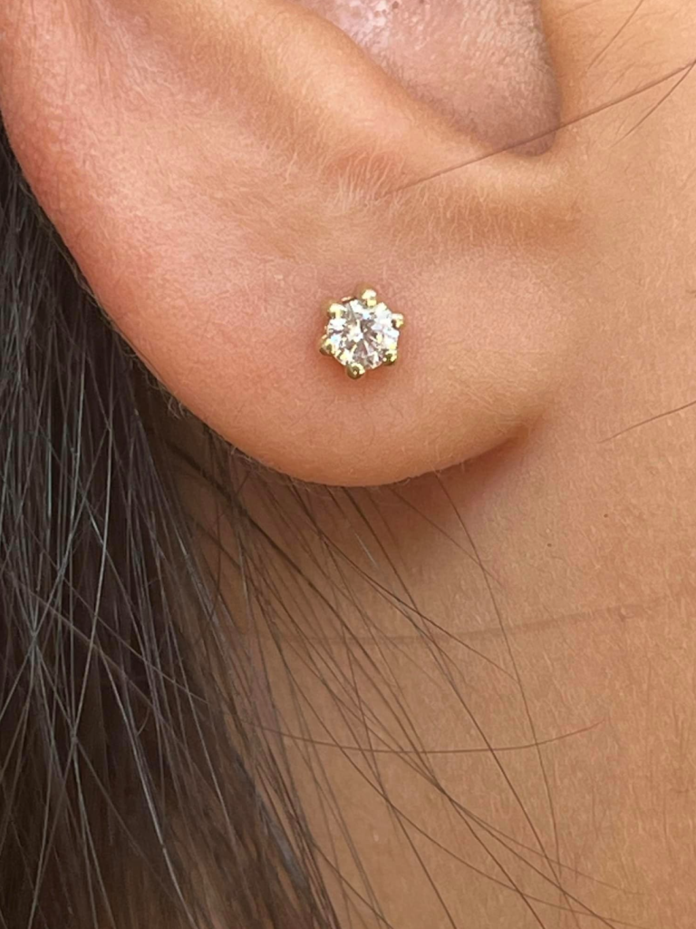 Sparkly Oorbellen Meisje ZIrkonia schroefsluiting 9 karaat 4mm - Afbeelding 3