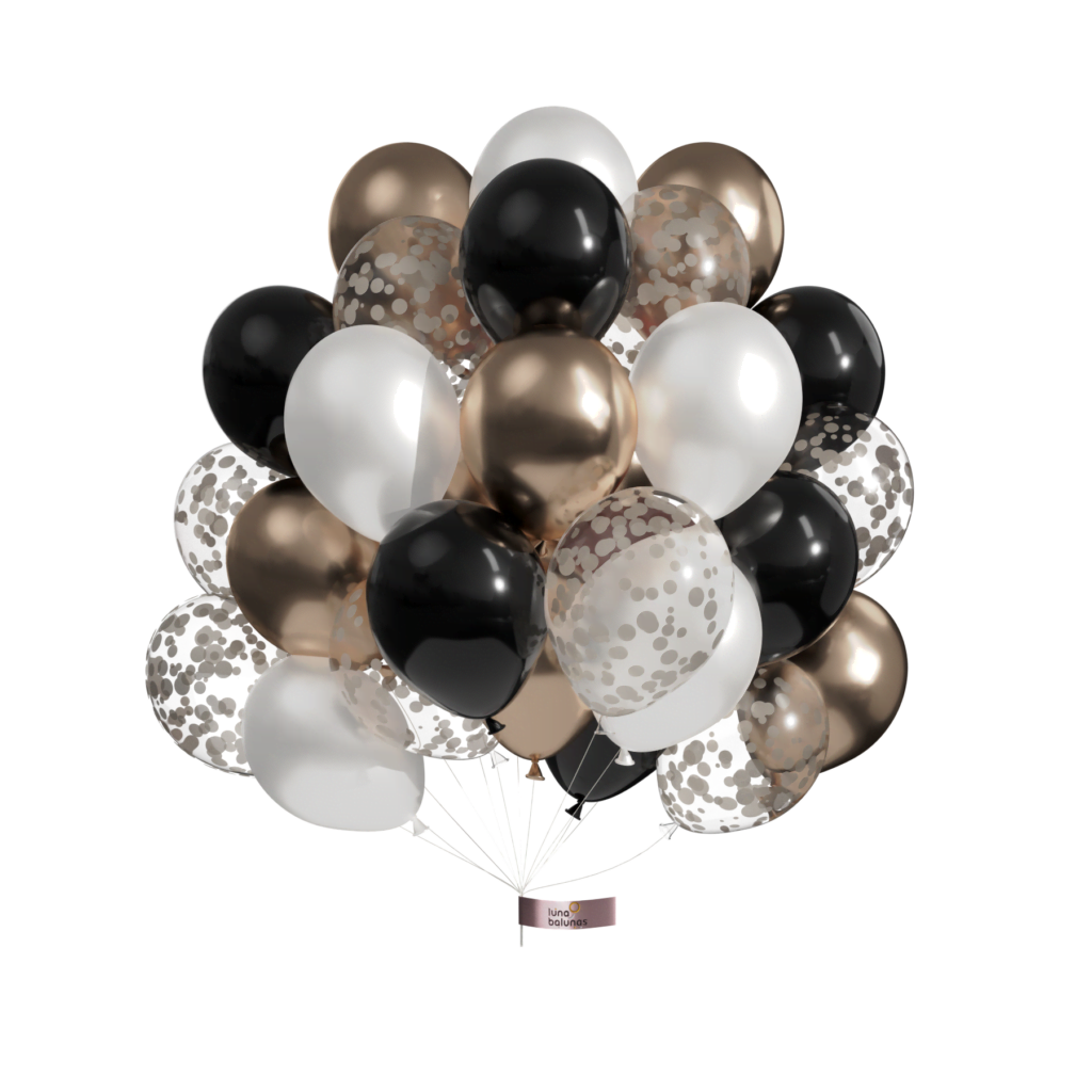 50 Stuks Latex Ballonnen Champagne Goud Zwart Helium Confetti