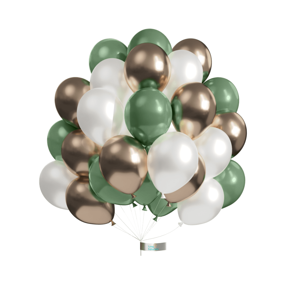 50 Stuks Retro Latex Ballonnen Groen Chamapgne Goud Wit | Jungle
