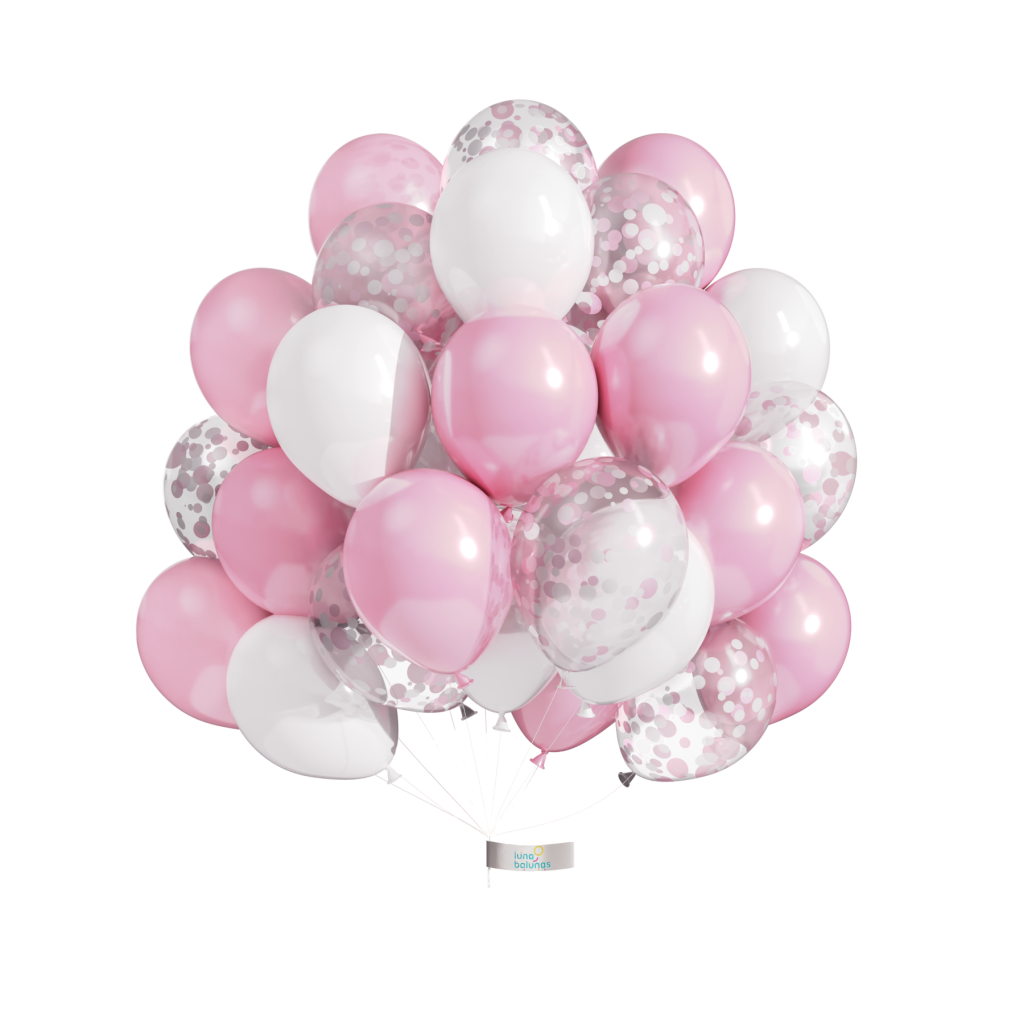 50 Stuks Roze Latex Ballonnen Helium Confetti