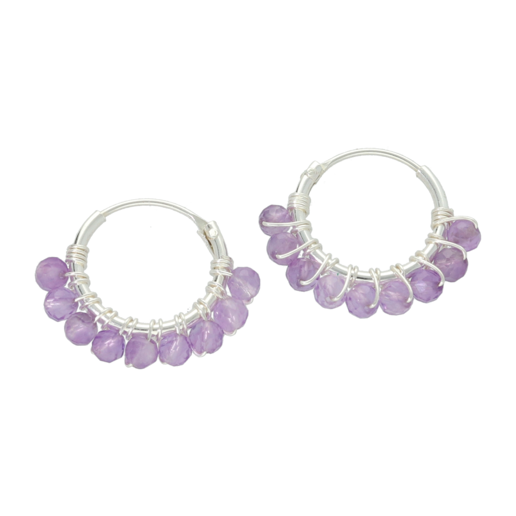 Amethist Oorringen Zilver 12mm Paars