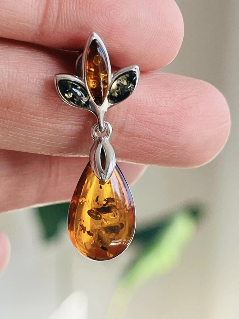 Amber Druppel Oorbellen Zilver Gerhodineerd - Afbeelding 4