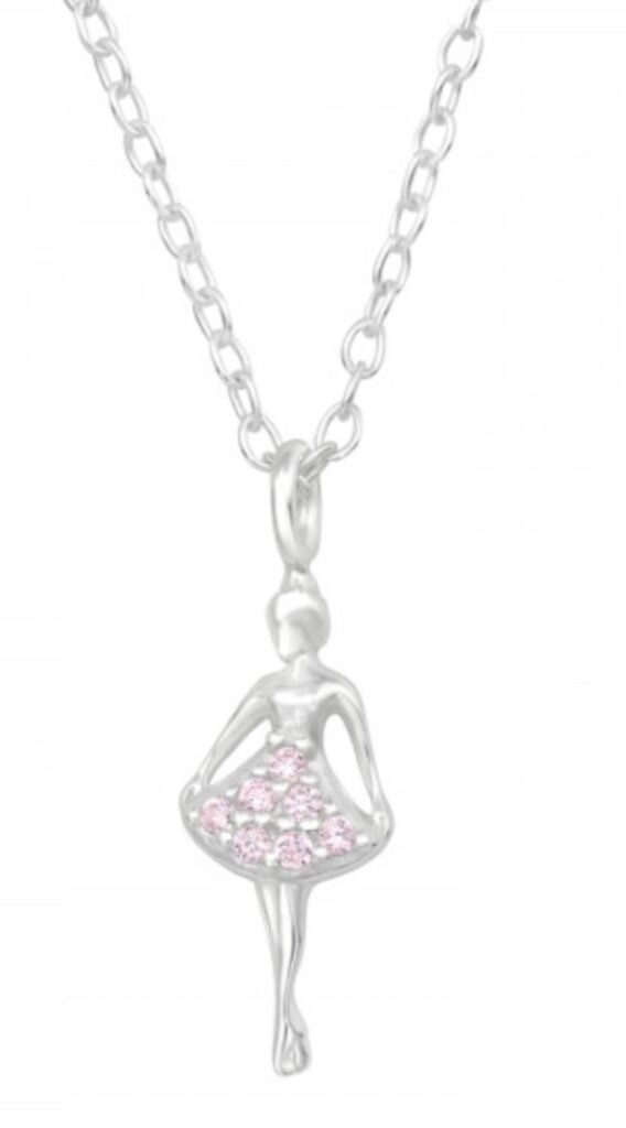 Roze Ballerina Ketting Zilver Meisje Zirkonia