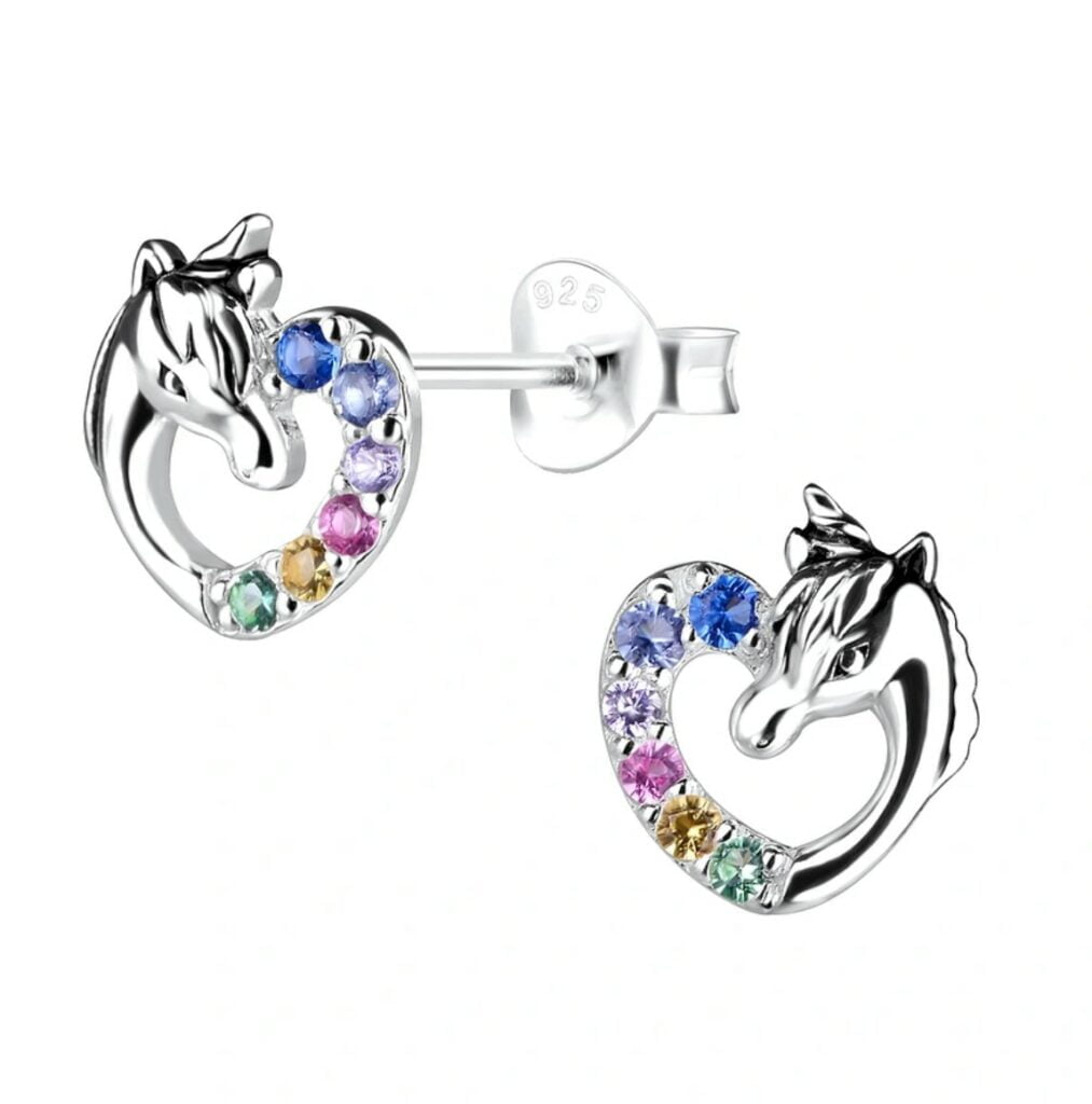 Eenhoorn Oorbellen Zilver | Unicorn Hart Zirkonia