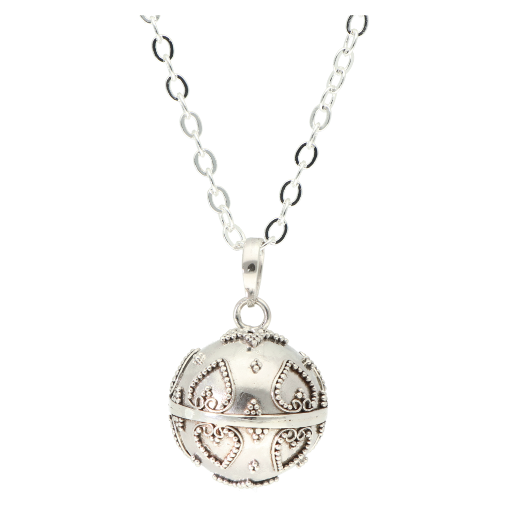 Filigree Bola Zwangerschapsketting Zilver hartjes