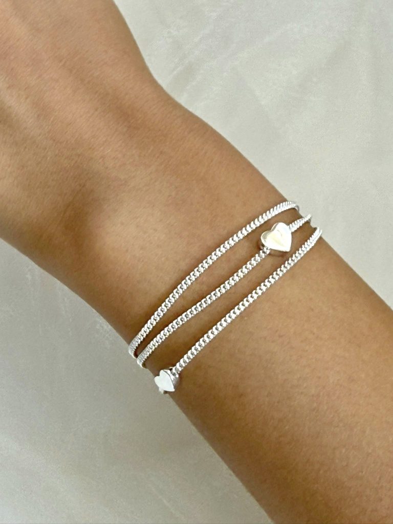 Triple Floating Hearts Armband Zilver Hartjes armband - 15-20 cm - Afbeelding 2