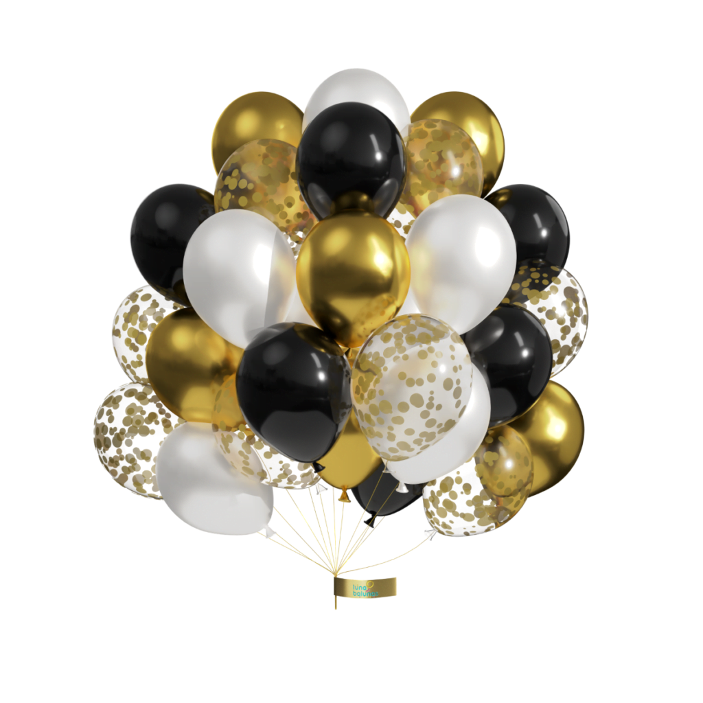 50 Stuks Latex Ballonnen Goud Zwart Helium Confetti