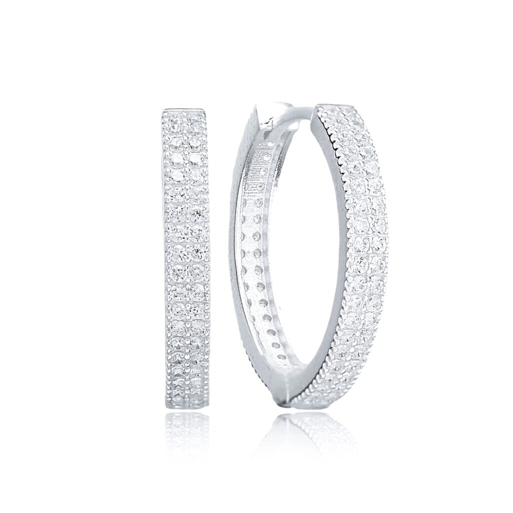 Midi Grote Dames Klapoorringen Zilver Gerhodineerd 22mm