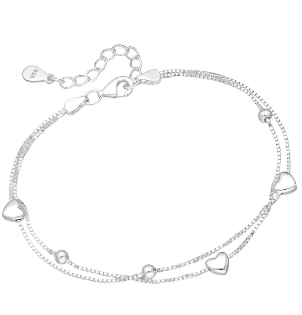 Zilveren Dames Armband Hartjes Bolletjes - Floating Hearts - Verstelbaar