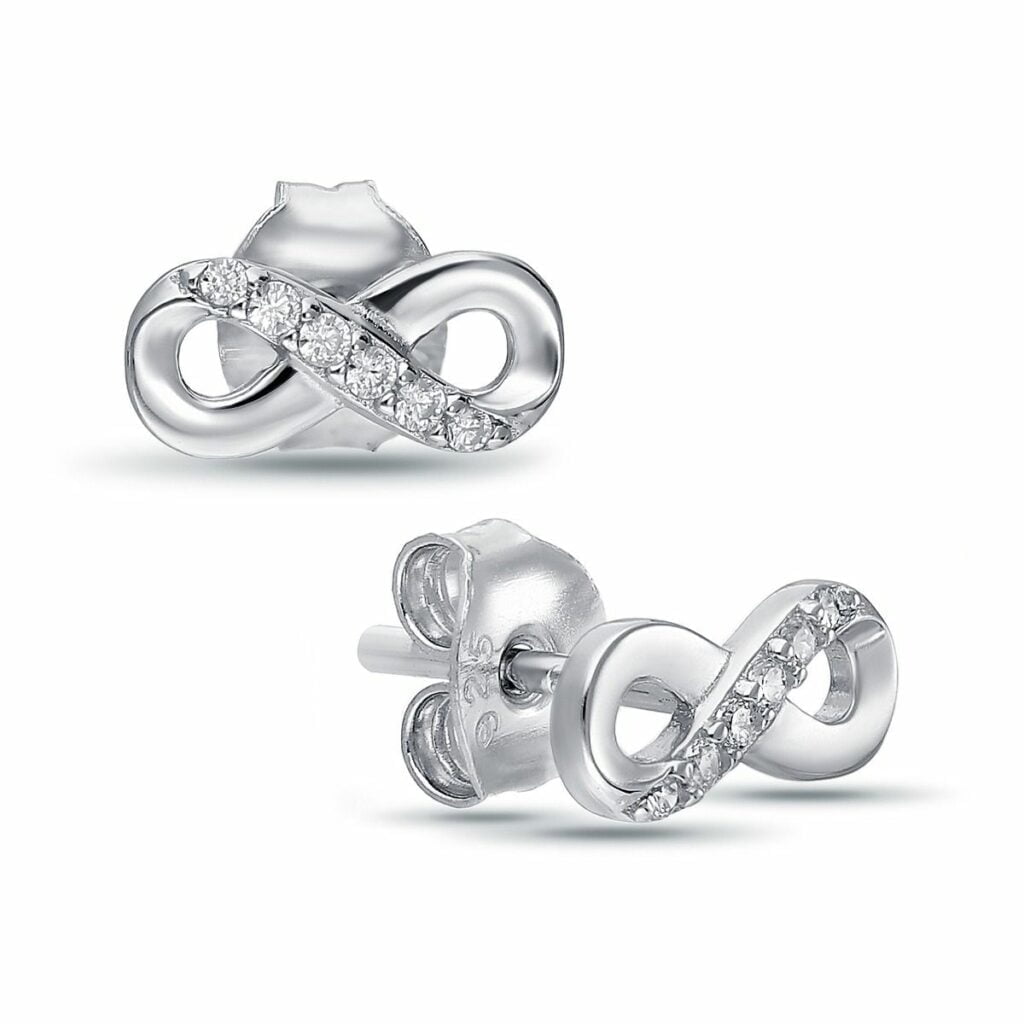 Infinity Oorbellen Zilver gerhodineerd – Zirkonia