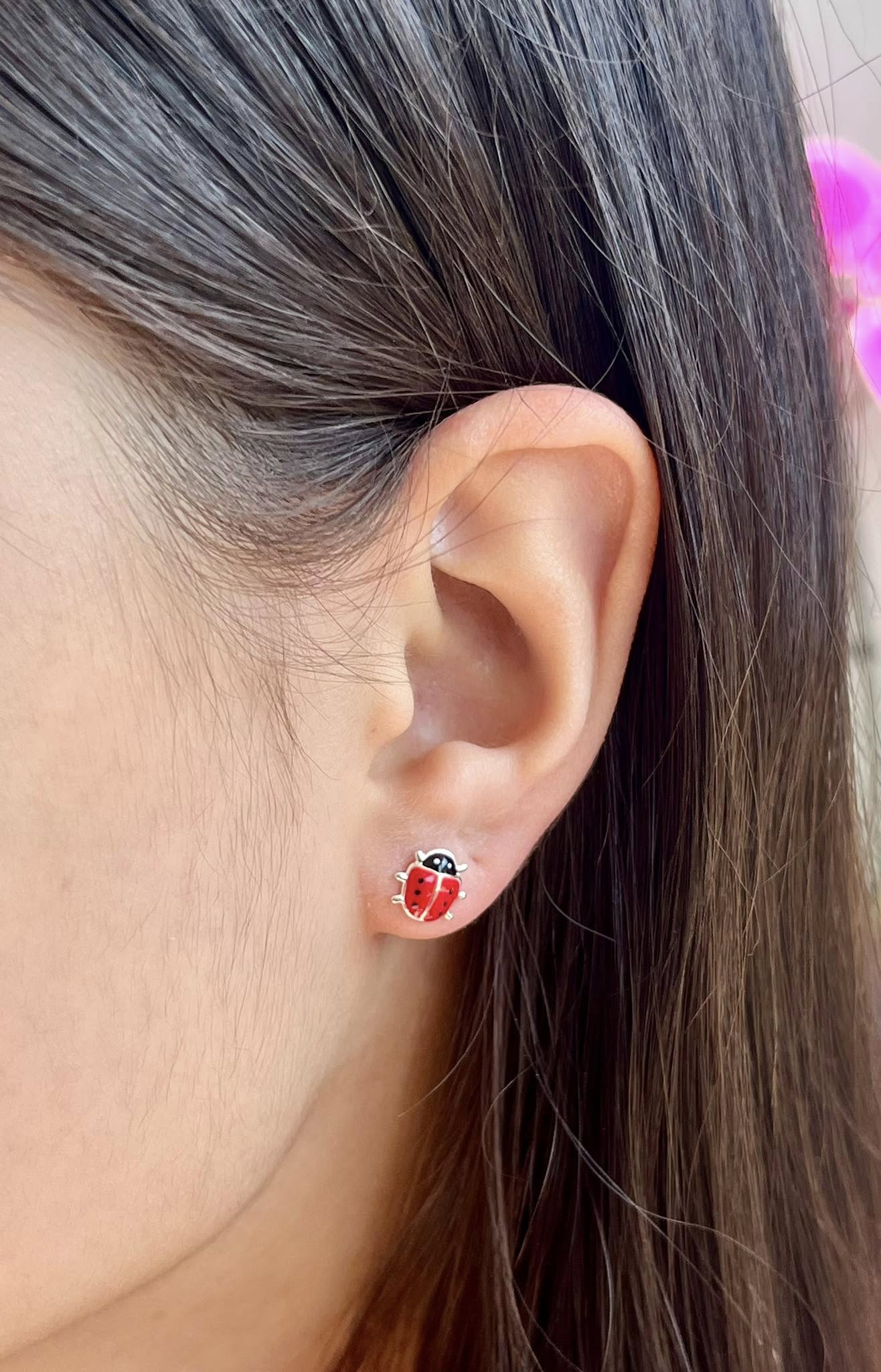 Lieveheersbeestje Oorknoppen Zilver - Afbeelding 2