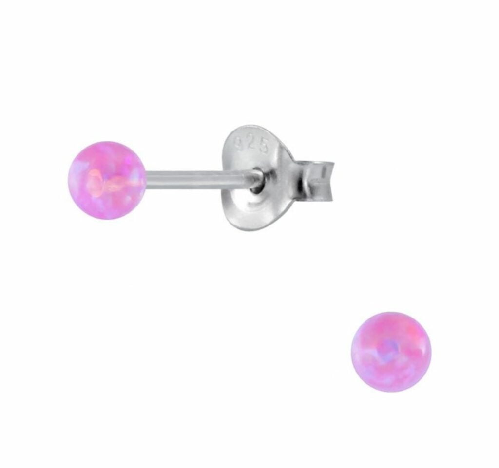 Roze Opaal Oorbellen - 3mm Zilver