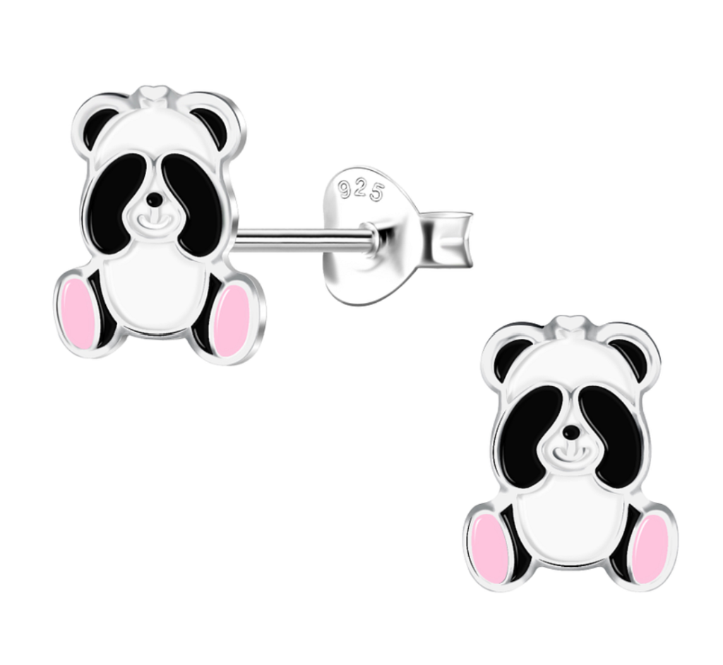 Cute Panda Oorknoppen Zilver