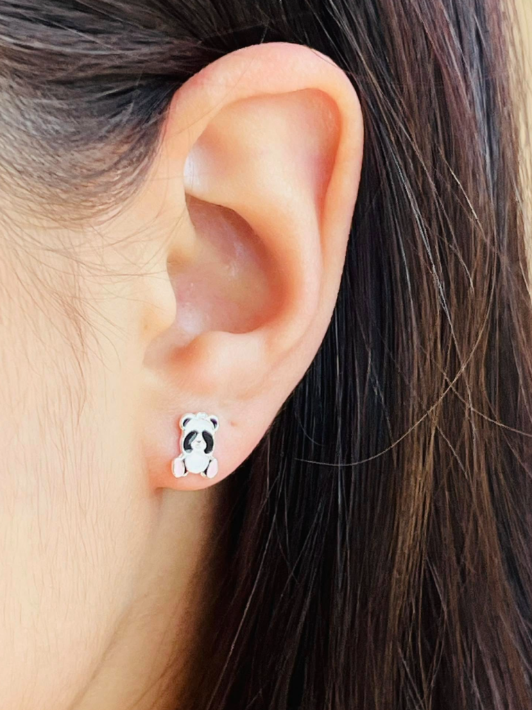 Cute Panda Oorknoppen Zilver - Afbeelding 2