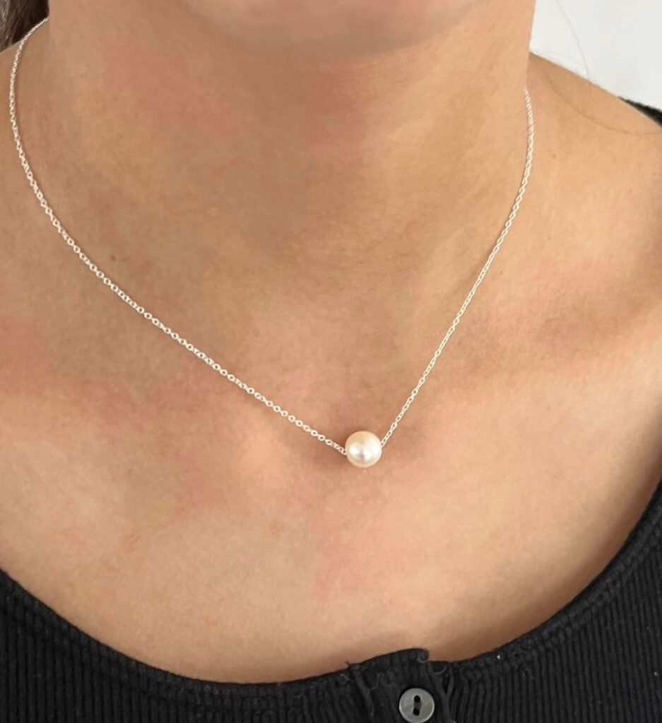 Parel Dames Ketting Zilver - 42cm - Afbeelding 2