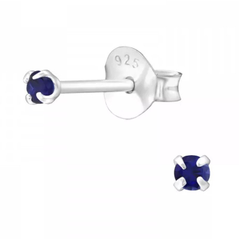 Kleine Oorbellen Zilver 2mm Blauw