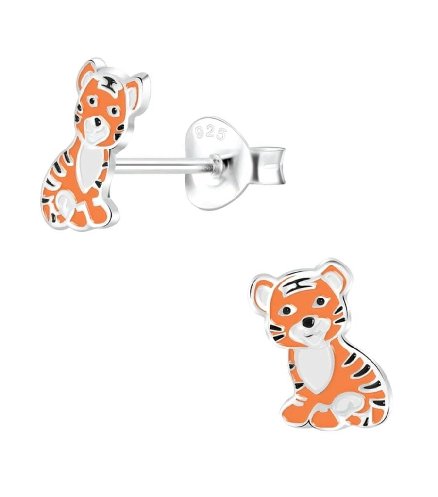 Tijger Oorknoppen Zilver Goud Plating