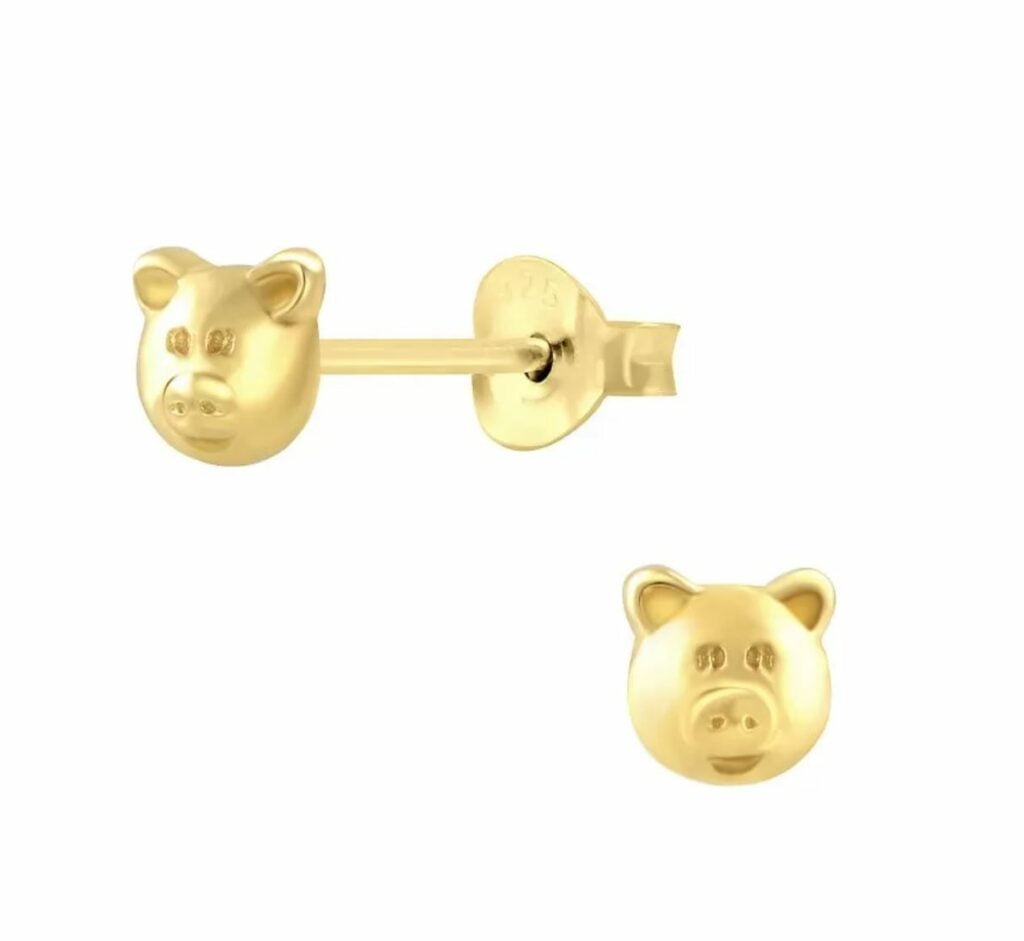Varken Oorknoppen - Zilver Goud Plating