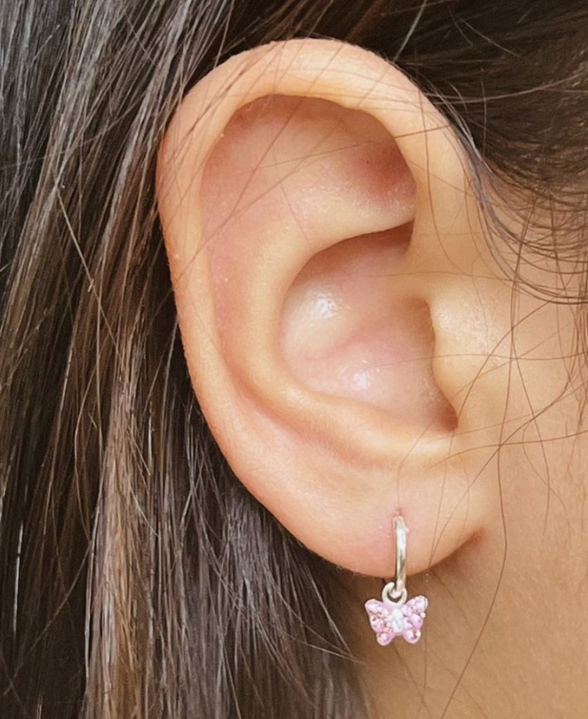 Roze Vlinder Oorringen Zilver - Afbeelding 2