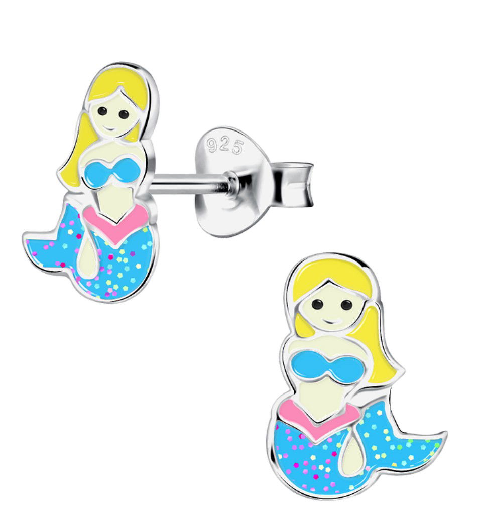 Zilveren Zeemeermin oorknopjes