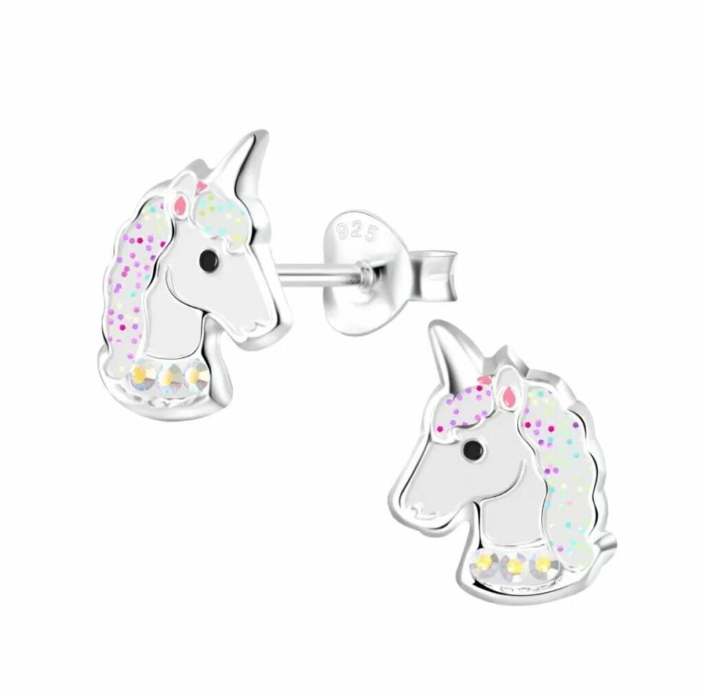 Glamour Eenhoorn Oorbellen Zilver - Glitter