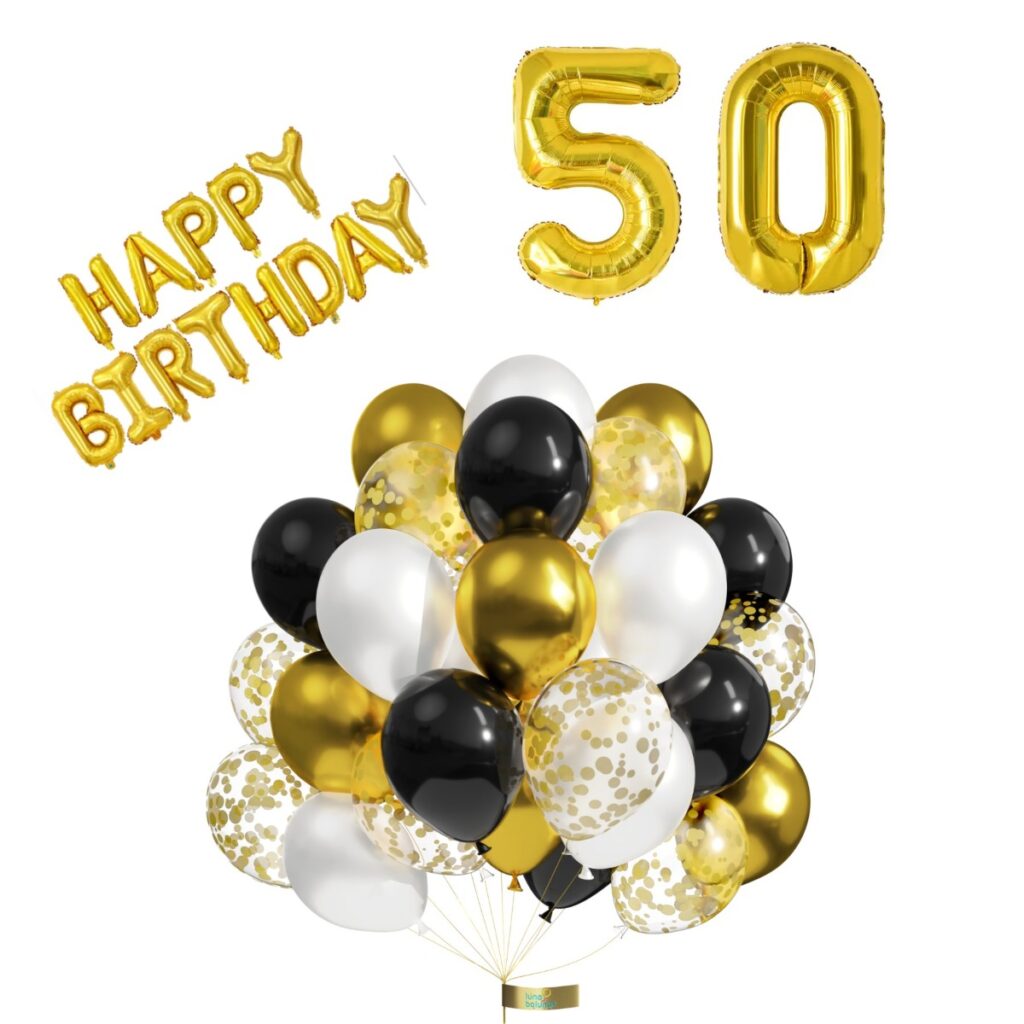 50 Jaar Ballonnen Set Goud Zwart Helium Verjaardag