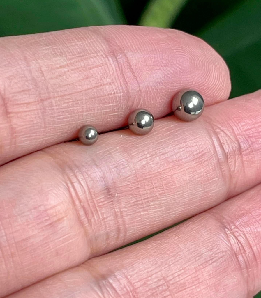 Set Titanium Oorbellen 3mm 4mm 5mm - Rondjes - Afbeelding 2