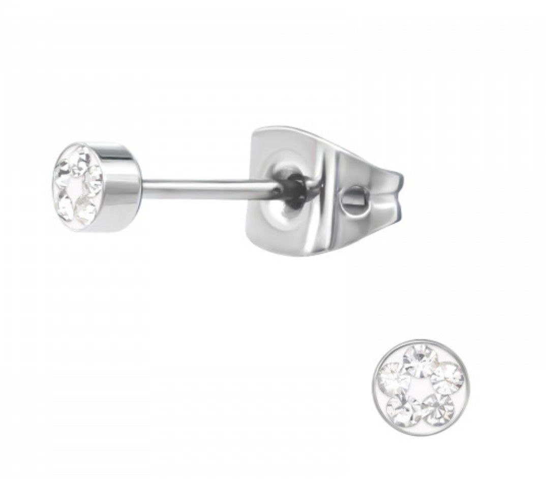 Kleine Oorbellen Titanium 3mm Met Zirkonia Steentjes