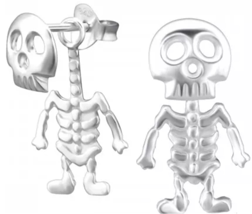 Skelet oorknopjes zilver