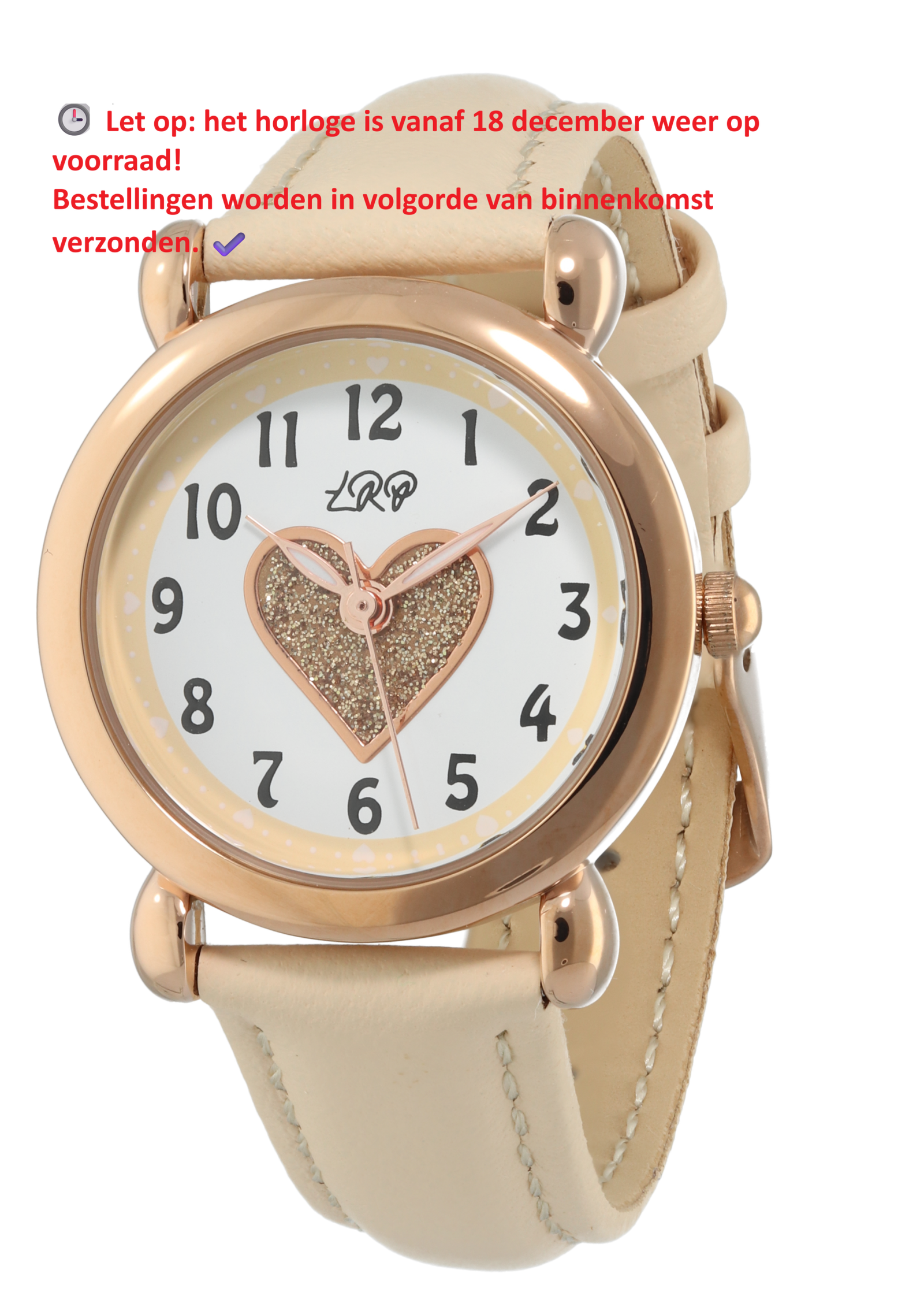 Hart Rosé Kinderhorloge Leer Nude - Ø 27 mm
