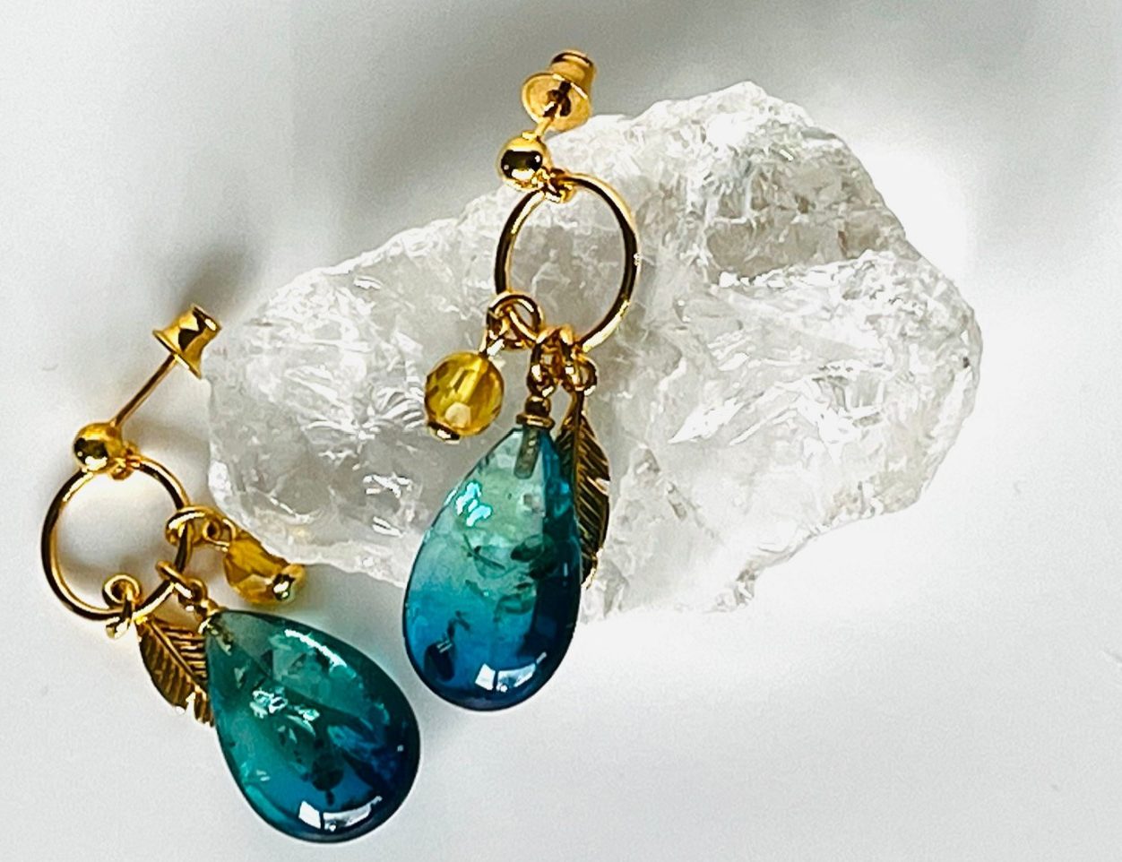 Zilveren Dames Ketting verguld met Blauw Barnsteen - Veer - Afbeelding 4