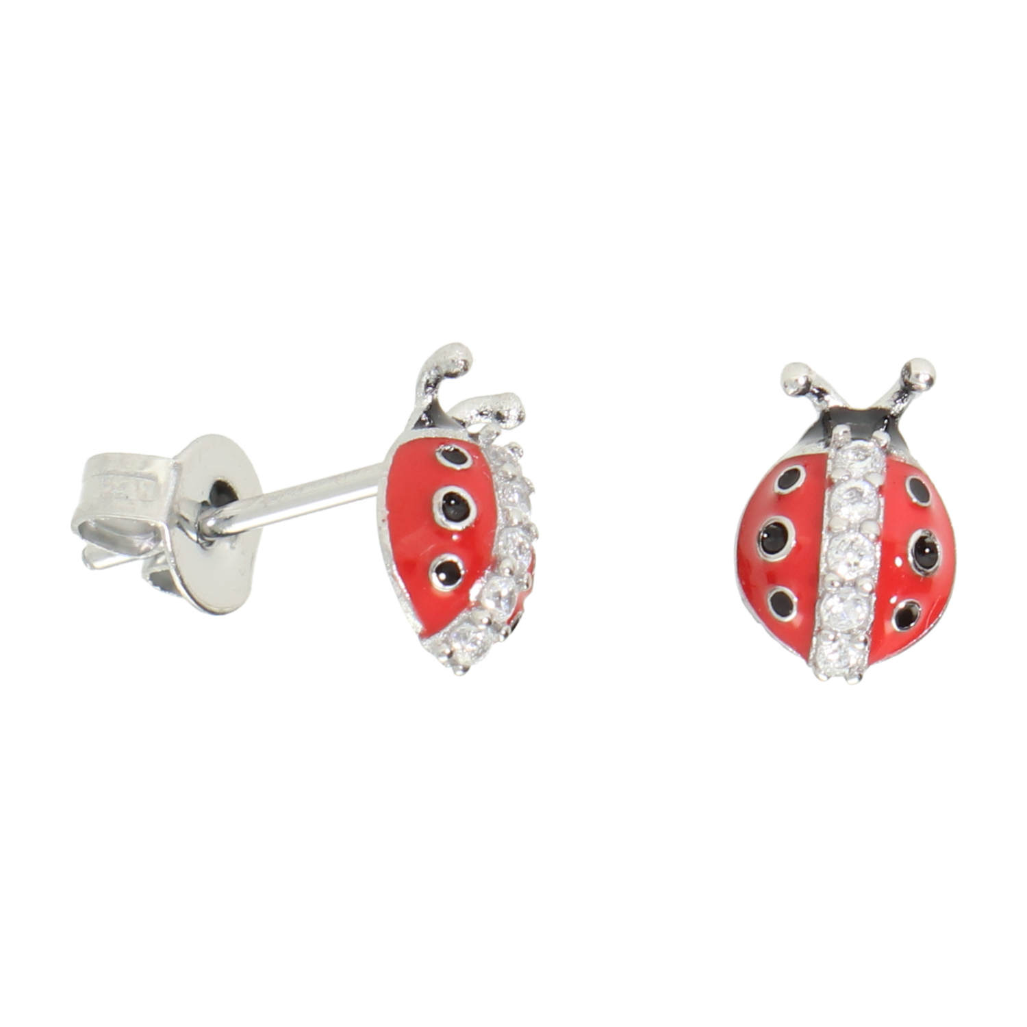 Lieveheersbeestje Oorbellen Meisje - Zilverkleurig - Premium Roestvrij Staal - Hypoallergeen & Nikkelvrij - Schattige Kinder Oorknopjes