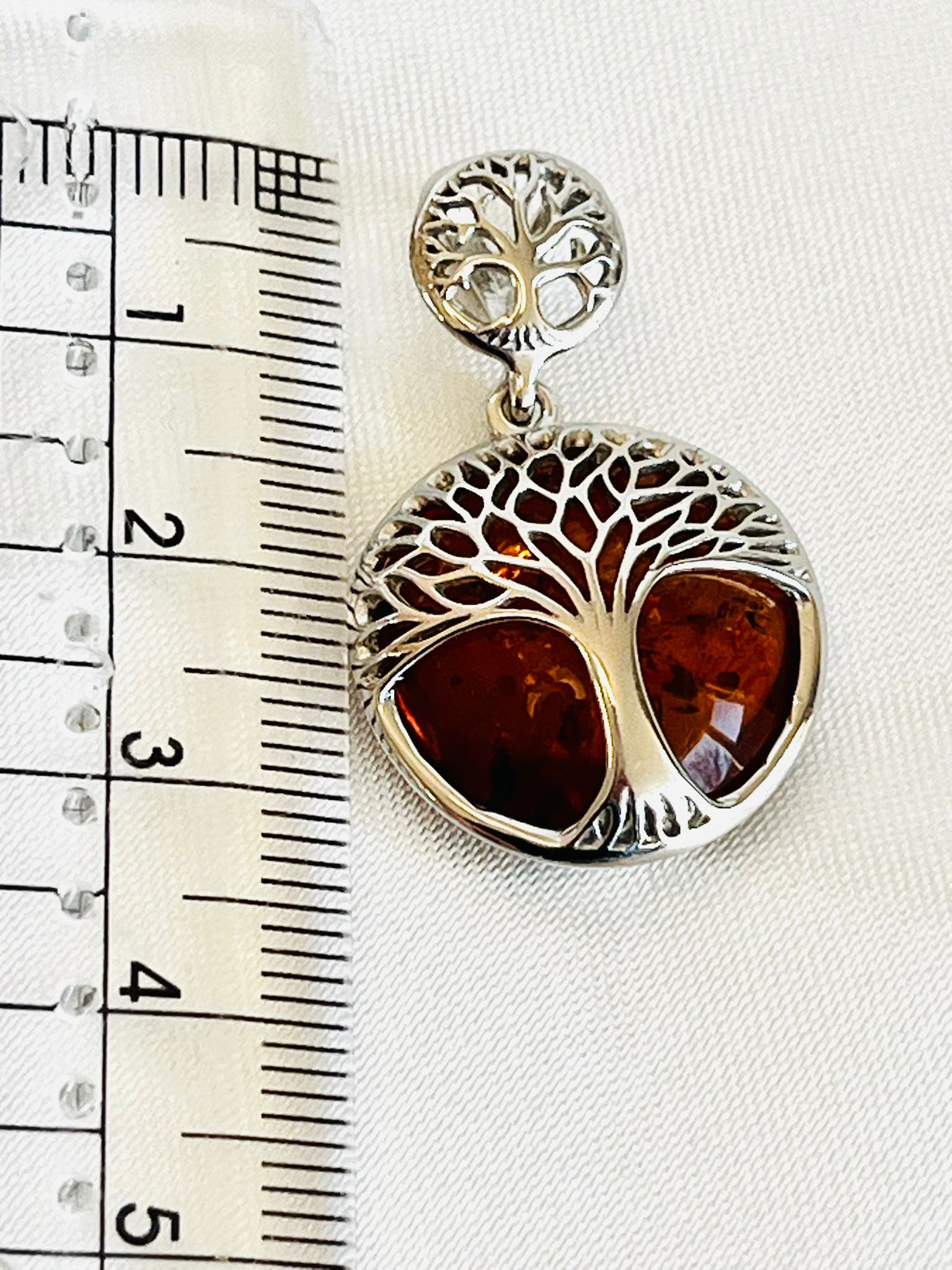 Tree of Life Hanger met Amber voor Dames 925 zilver – Levensboom Sieraad - Afbeelding 2