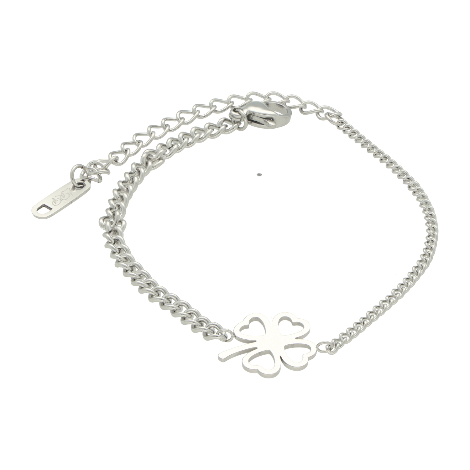 Klavertje Vier Armband 316L Premium Stainless Steel Zilverkleurig Geluksarmband met Betekenis • Hypoallergeen & Nikkelvrij - Afbeelding 2