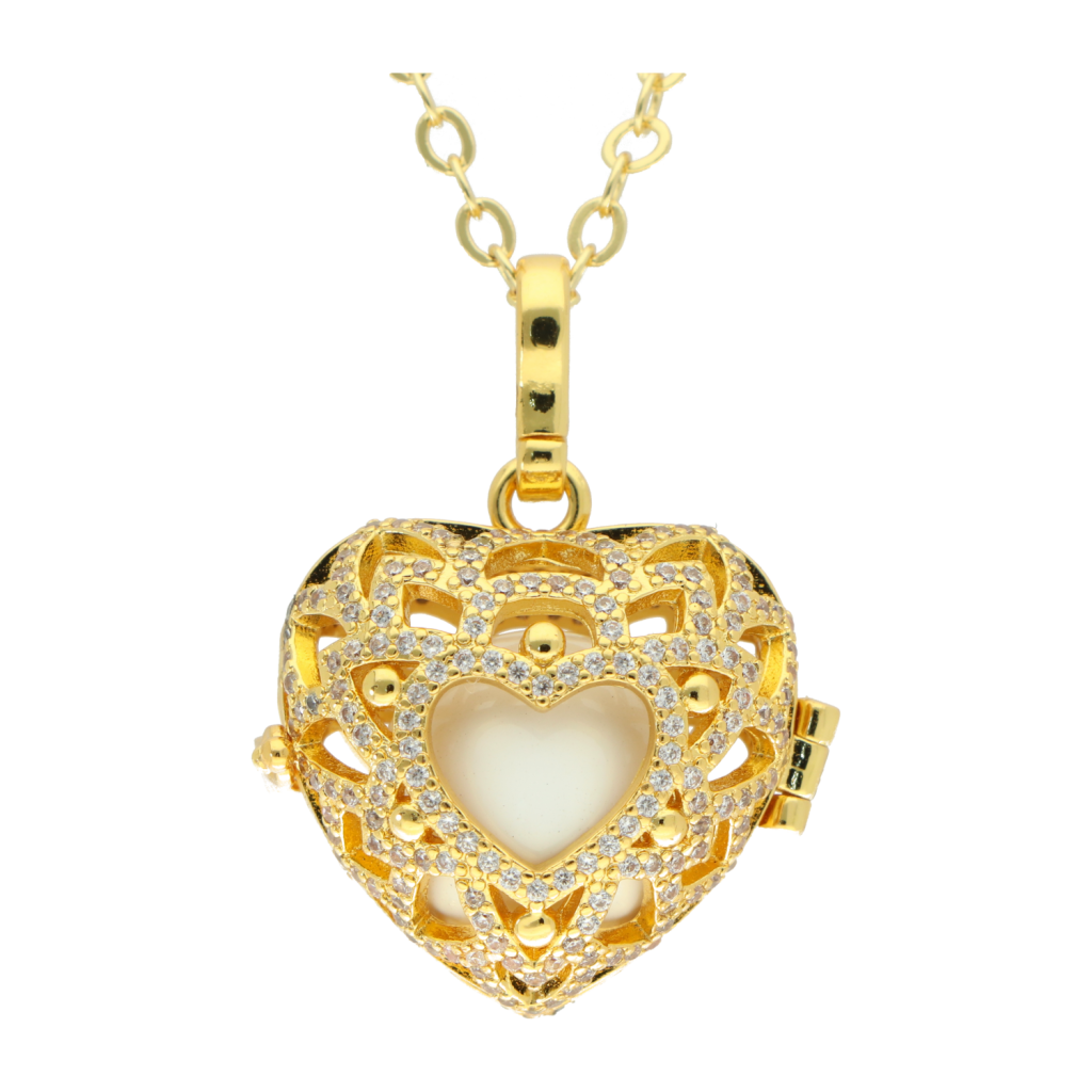 Goudkleurige hart zwangerschapsbelletje